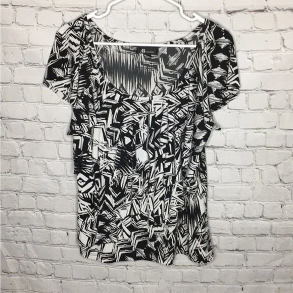 AB Studio black and white short sleeve top - Picture 3 of 7